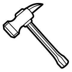 Line Art Hammer with Wooden Handle - Construction Vector Illustration, Cartoons, Clipart, Vector line art of a hammer with a wooden handle, perfect for construction and design