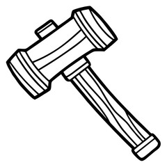 Line Art Hammer with Wooden Handle - Construction Vector Illustration, Cartoons, Clipart, Vector line art of a hammer with a wooden handle, perfect for construction and design