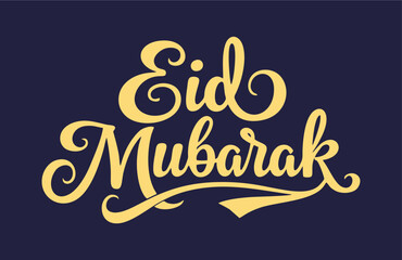 Words eid mubarak in yellow. vector design
