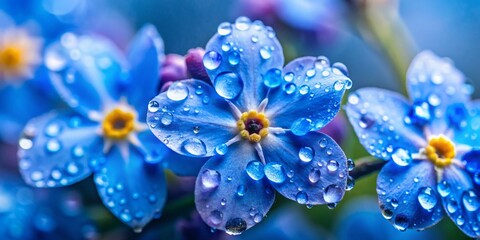 Forget-Me-Not Petals Macro: Dewdrop Close-up, Rule of Thirds Composition