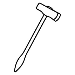 Minimalist Line Sketch of a Sledgehammer - Construction Vector Illustration, Clipart, Line Art, Minimalist sledgehammer line sketch for construction, repair, and industrial design.