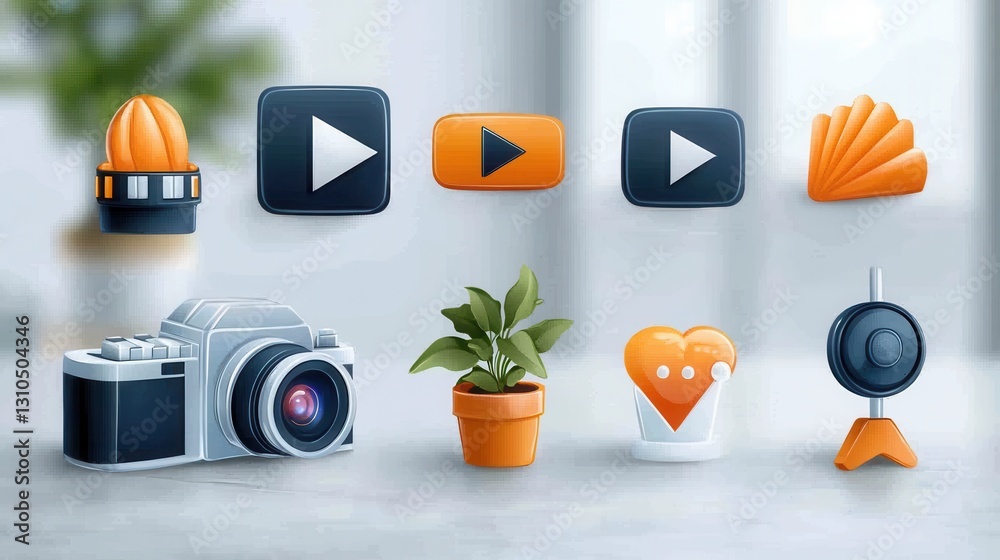 Poster minimalist set of 15 line icons featuring video playback other multimedia and user interface design 