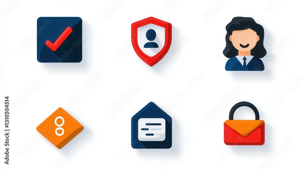 Poster minimalist set of 15 outline icons visualizing computer security business and identity management co