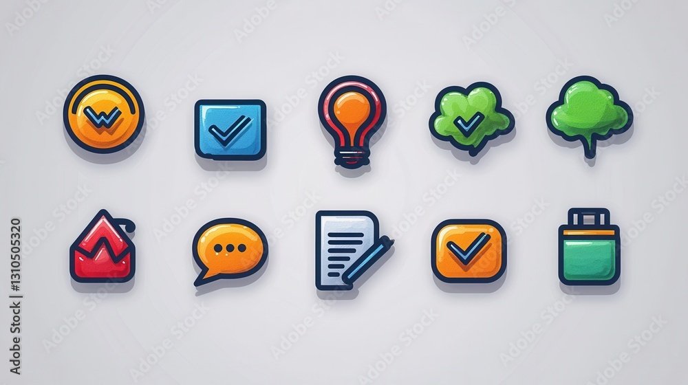 Poster a collection of 15 clean simple and visually striking outline icons that represent a variety of digi