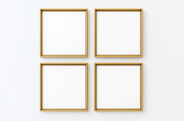 Gold mock up poster frames on the wall
