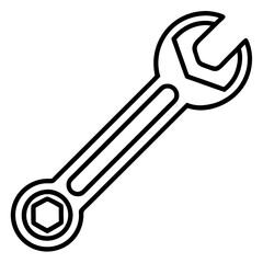  Open-End Wrench Line Art Construction White Background Vector Illustration, Cartoons, Clipart, and Design, A clean, modern vector illustration of an open-end wrench, perfect for construction-related 