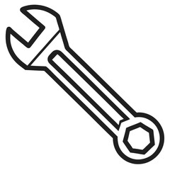  Open-End Wrench Line Art Construction White Background Vector Illustration, Cartoons, Clipart, and Design, A clean, modern vector illustration of an open-end wrench, perfect for construction-related 