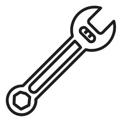  Open-End Wrench Line Art Construction White Background Vector Illustration, Cartoons, Clipart, and Design, A clean, modern vector illustration of an open-end wrench, perfect for construction-related 