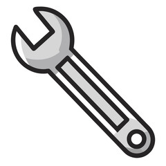  Open-End Wrench Line Art Construction White Background Vector Illustration, Cartoons, Clipart, and Design, A clean, modern vector illustration of an open-end wrench, perfect for construction-related 