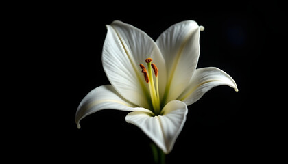 Obraz premium Dramatic Close-Up of a White Lily Purity and Elegance