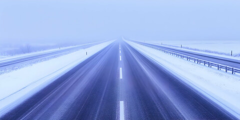 Winter Highway, Snowy Road, Cold Landscape