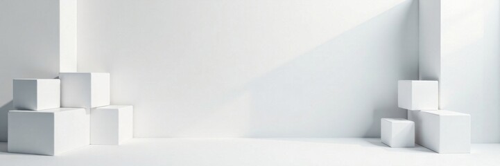 White cube box blocks random shifted background wallpaper with empty space, colorful background, pattern repeat, blank space design