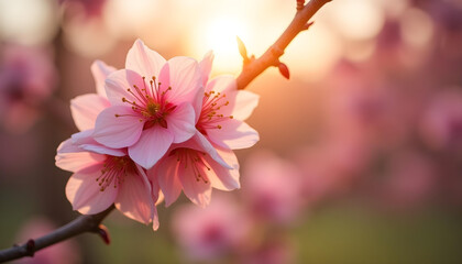 Obraz premium Cherry Blossom in the Wind