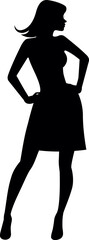 Vector illustration of a silhouette of a young woman in a confident pose