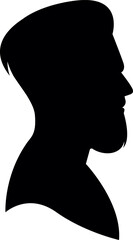 Vector silhouette portrait of a man with a fashionable hairstyle and beard in profile. Male profile for a barbershop