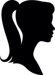 Black silhouette woman portrait in profile head and shoulders vector illustration