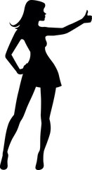 Vector illustration of a beautiful young woman in a hitchhiker pose