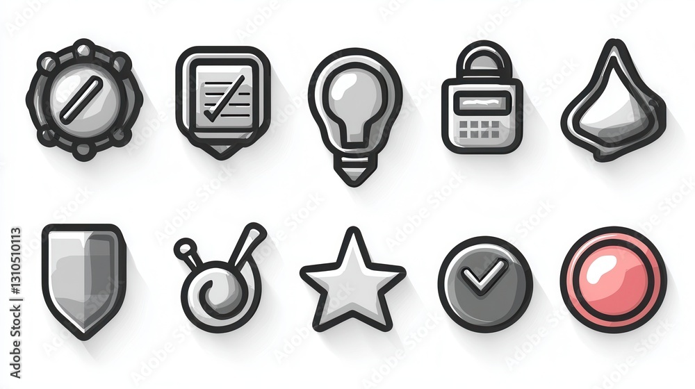 Poster set of 15 outline icons representing efficient business processes symbols for strategy planning work