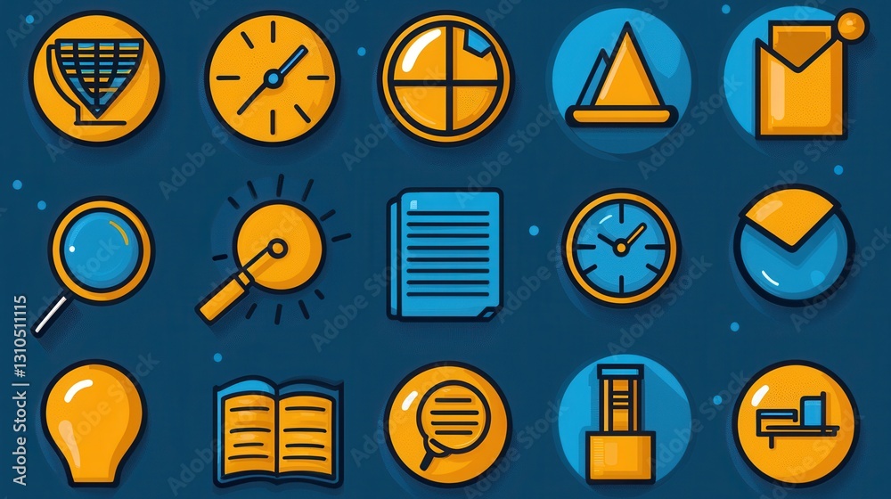 Poster comprehensive set of 15 outline style web icons representing various statistics analytics and data v