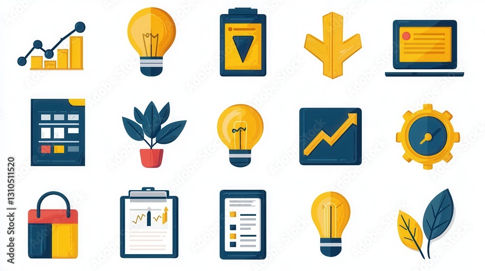 Poster stylish set of 15 line icons designed for business planning data analysis strategy development marke