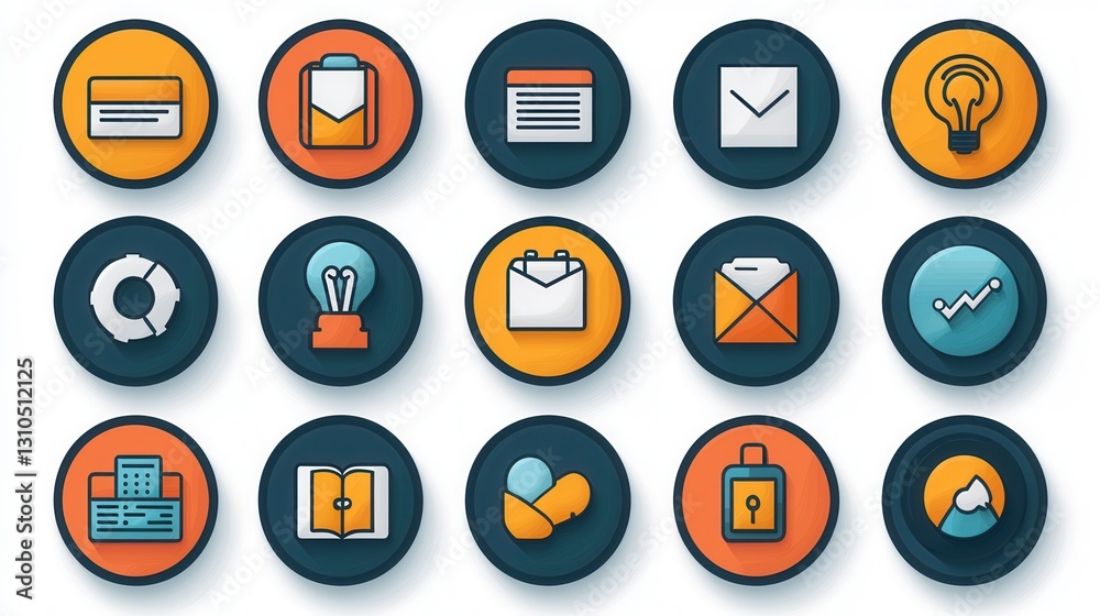 Poster unique set of 15 minimalist outline icons representing a modern digital collection of graphic symbol