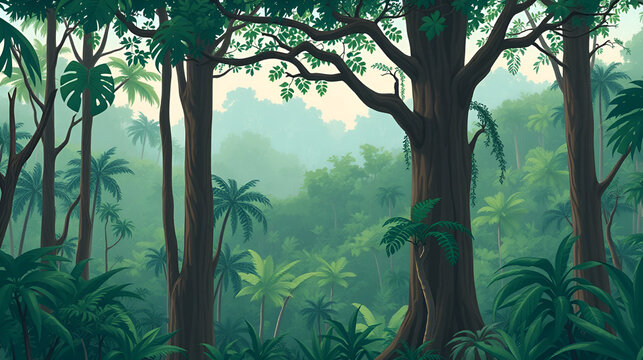 rainforest central illustration forest nature, tree tropical, natural congo rainforest central