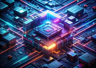 Fototapeta premium Futuristic Circuit Board Texture: Abstract Tech Background Image
