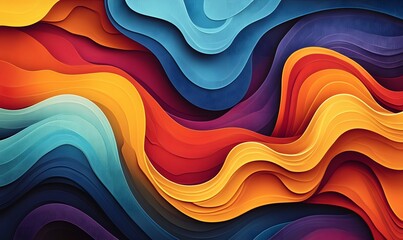 Vibrant Abstract Wave Pattern Background with Overlapping Layers