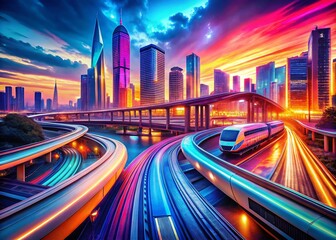 Obraz premium Futuristic Transportation: Surreal Lines & Modern Design - Stock Photo