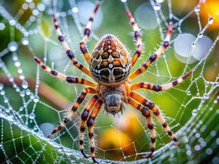Garden Spider (Araneus diadematus) Macro Photography - High-Resolution Stock Image