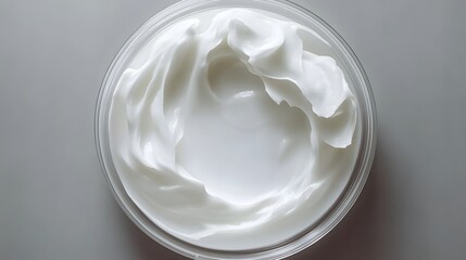 Luxurious White Cream in Glass Bowl Skincare Product Texture