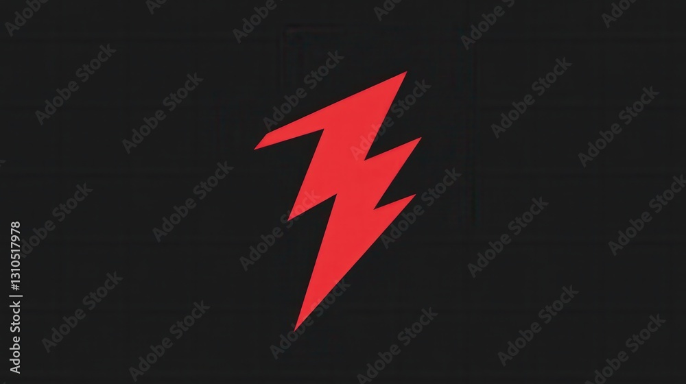 Aufkleber red lightning bolt icon on black background with bold contrast for modern design elements