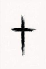 a fine line,It features a cross shape with a minimalist black-and-white typography design. 