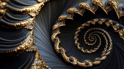 Obraz premium Abstract Black and Gold Spiral Design with Intricate Texture