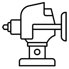 Vise Tool Black and White Outline Construction Vector Illustration - Cartoons, Clipart, Line Art Design, High-quality vise tool black and white vector design for construction and workshop themes