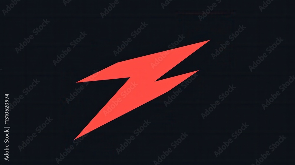 Aufkleber minimalist red lightning bolt icon on black background with bold contrast showcasing energy and powe