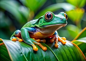 Obraz premium Giant Monkey Frog (Phyllomedusa bicolor) in Amazon Rainforest - Amphibian Wildlife Stock Photo