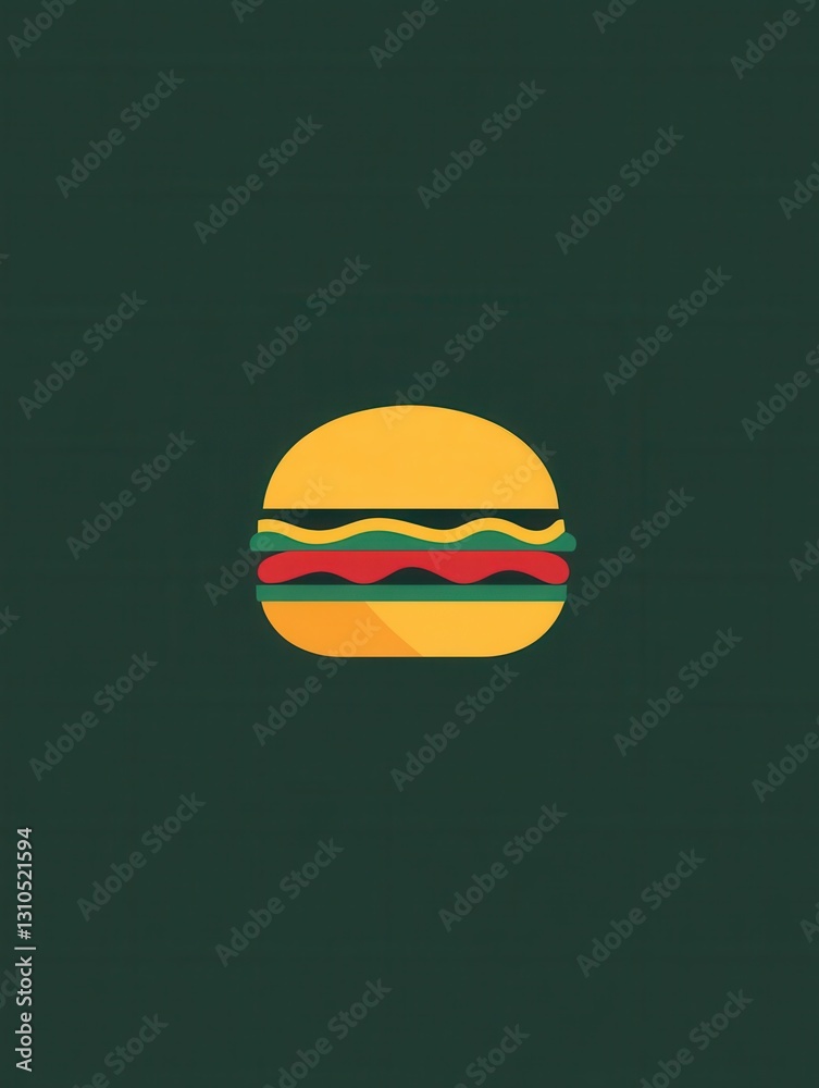 Poster flat burger icon design featuring minimalist style and bold colors in a playful and clean compositio