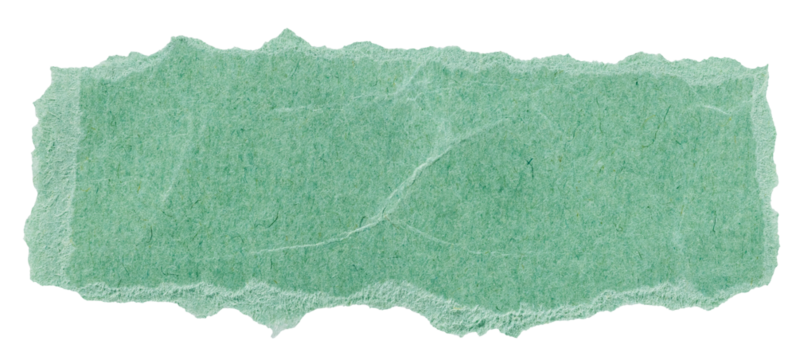 Strip of textured teal green paper isolated element for design