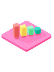 3D Bar Chart Icon – Rising Red Bars with Green Start, Business Growth & Market Trend Symbol