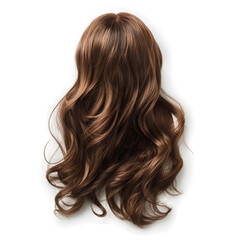 Fototapeta premium Luxurious Long Flowing Brown Hair Isolated on White Background