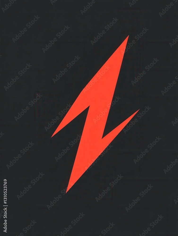 Leinwandbilder Bold red lightning bolt icon on a solid black background creates striking visual contrast and minimalist design appeal for various artistic applications