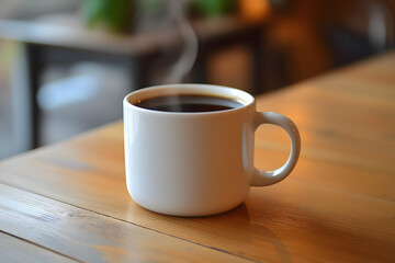 Fototapeta premium Cozy Morning Coffee Mug on a Wooden Table