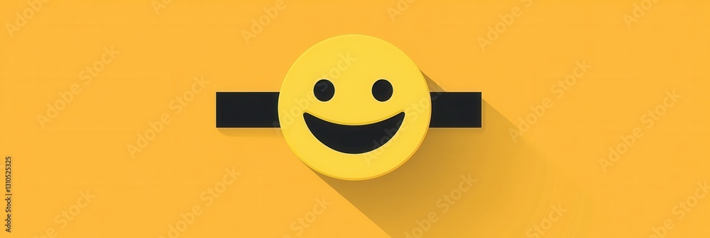 Poster bright yellow minimalist icon featuring a smiling face design in a playful and cheerful flat aesthet