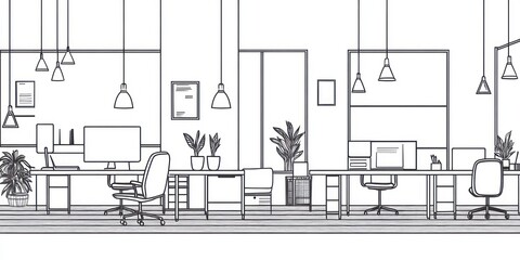 Modern open plan office layout design.