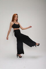 young woman in black dress