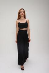 woman in black dress