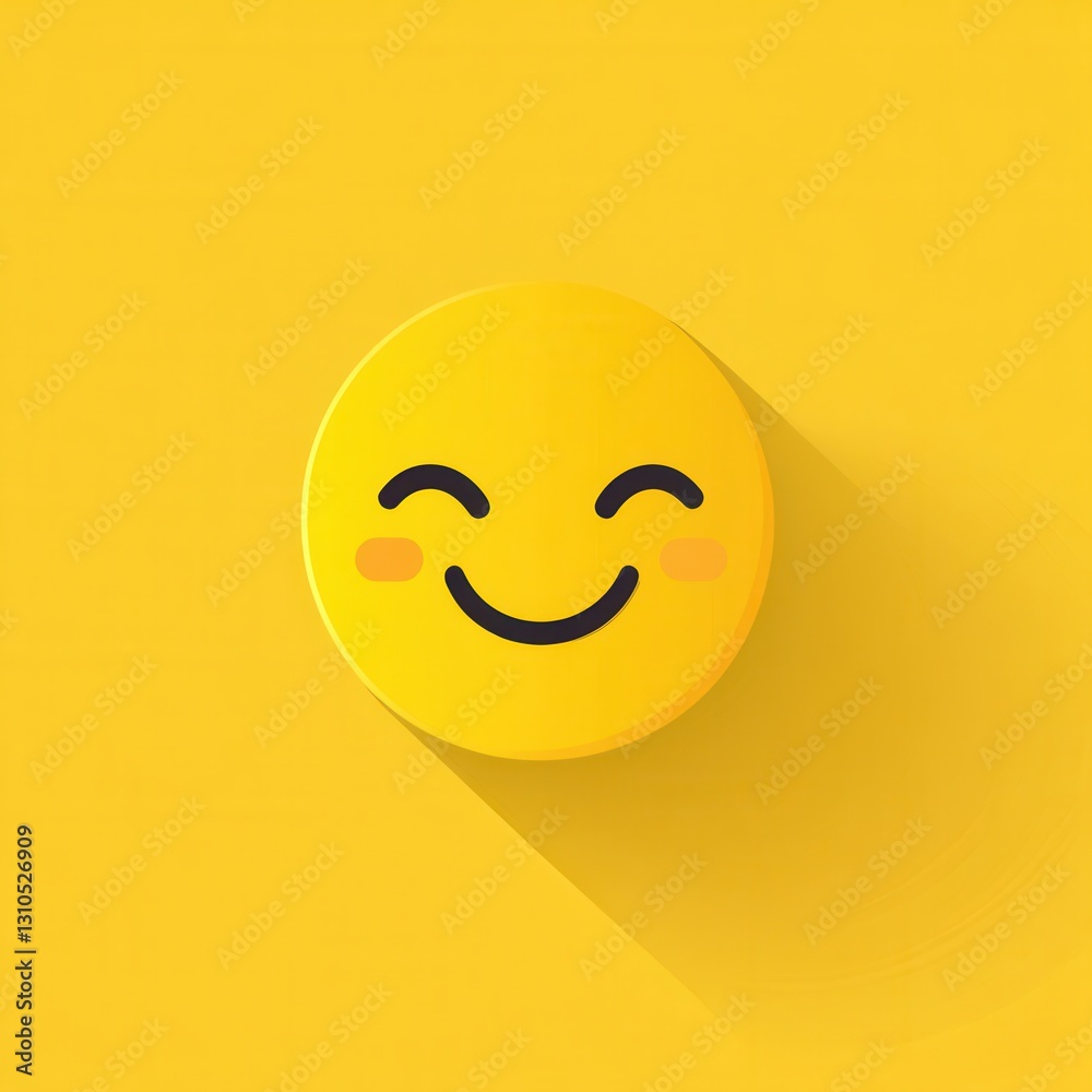 Fototapete Bright yellow minimalist icon of a smiling face evokes happiness in flat design with cheerful expression and simple features
