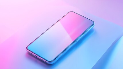 Modern Smartphone With Vibrant Gradient Background Showcasing Sleek Design and Reflective Screen