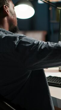 Vertical Video Network operator upgrading script and combining HTML code with IT language in terminal interface. Self employed hardware programmer in control of databases, technical support. Camera B.